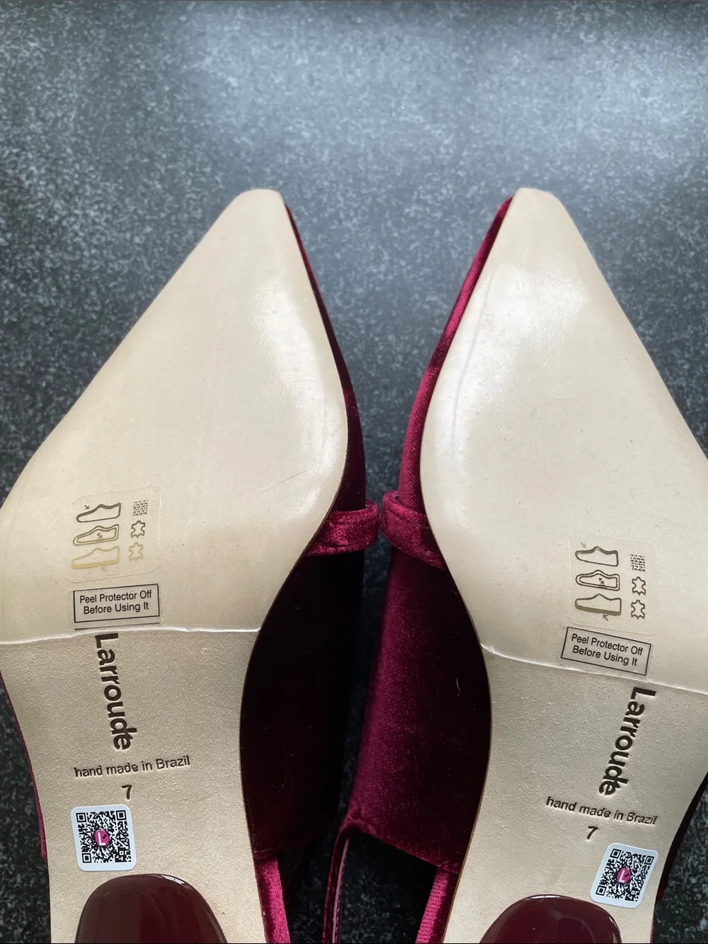 NWOT Larroude Size 7 Ines Wine Velvet Slingback Pointed-Toe Heels Burgundy